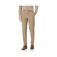 haggar men's repreve eclo stretch heathered plaid slim fit plain front dress pant, medium taupe, 30x30