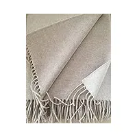 plaid double face avec cachemire coton en coton couvre-lit 135 x 185 cm 50% cachemire laine 50% laine mérinos