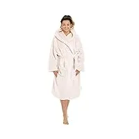 camille robe de chambre à capuche en polaire douce pour femmes,rose,44-46
