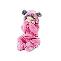 cuddle club surpyjama en polaire bébé - du nourrisson à 4 ans - pyjama fille et garçon et couverture bébé ou nid d’ange en un ! - bearpink4t