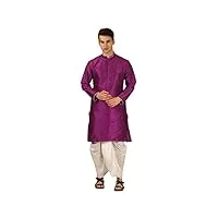 royal kurta dhoti kurta parure en soie pour homme violet - violet - xx-large