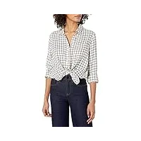 lucky brand women's long sleeve button up one pocket classic grey plaid shirt