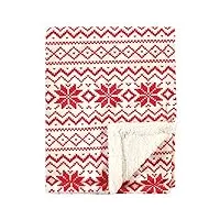hudson baby unisex baby plush blanket with sherpa back, red fair isle, one size (56694)