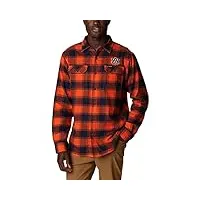 columbia chemise à manches longues en flanelle boutonnée pour homme, homme, chemise à bouton bas, 1561651, aub - spark orange plaid, s