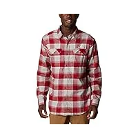 columbia collegiate flare gun flannel long sleeve shirt chemise boutonnée, ala plaid en velours rouge, s homme