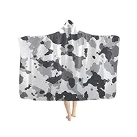 sldage couverture À capuche pour adultes, couvertures de cape de châle douces et chaudes et douces motif de camouflage,4,l