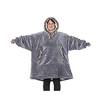 snug rug eskimo sweat plaid a capuche couverture à capuche surdimensionnée super-douce et chaude en tissu sherpa polaire taille unique et unisexe - taille unique (gris lilas)