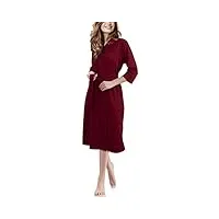 ny threads robe de chambre luxueuse pour femmes | peignoir en tricot de coton super doux | peignoir de bain léger (large, bordeaux)
