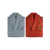 united colors of benetton mixte bathrobe 100% cotton 360gsm l/xl (assorted colors red or grey) tevere be peignoir pour homme et femme, multicolore, l-xl eu