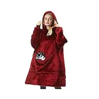chechury femme sweat à capuche surdimensionné couverture à capuche ultra douce en polaire sherpa super douce et chaude livré avec de grandes poches pour unisexe,rouge,taille unique
