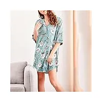 zying peignoirs dames pyjamas peignoirs chemises de nuit style long homewear satin doux confortable doux pour la peau (color : a, size : one size)