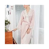 zying peignoir femme manches longues dentelle sexy grande taille mince pyjama femme peignoir chemise de nuit (color : a, size : m code)