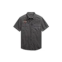 harley-davidson men's vintage logo plaid shirt - 99102-20vm (large) gray