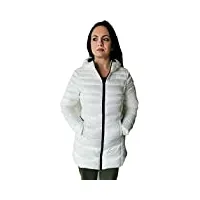 refrigiwear long mead jacket couette 200 grammes coupe-vent et hydrofuge 100 % plumes 90-10 pour femme, blanc optique, m/l