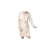 robe de chambre pour hommes robe kimono robe châle robe spa robe en satin léger, peignoir doux longueur genou vêtements de nuit peignoir (couleur : blanc1, taille : xxx-large) (blanc2 c), peignoir
