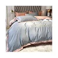 ukko bedding & linen parure de lit 4 pièces lisse et douce comme de la soie avec broderie florale - style luxueux et brillant - 220 x 240 cm