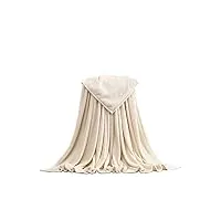 xkun couverture polaire couverture en polaire corail douce et chaude, couverture légère, coussin de canapé, matelas, couverture de flanelle lavable-off white,180x200cm