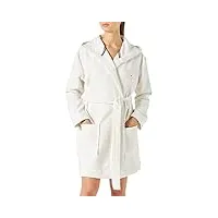 tommy hilfiger peignoir de bain femme waffle bathrobe avec capuche et ceinture en tissu, blanc (ecru), l