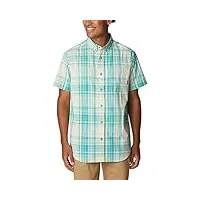 columbia rapid rivers ii t-shirt à manches courtes chemise de randonnée, ice green multi plaid, l homme