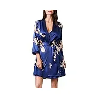 通用 hommes femmes peignoir short ensemble pyjama robe de nuit robe robe satin kimono peignoir vêtements de nuit robe de maison,blue 02,m