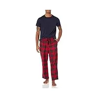 nautica men's plaid flannel pajama pant set, navy, s