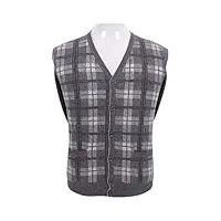 grande taille cachemire jacquard plaid tricot homme mode col v cardigan épais pull neutre gris xl
