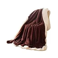 suyggck couverture d'hiver épaisse et chaude - couverture douce pour canapé - housse de lit double face de couleur unie - marron double, 100 x 150 cm