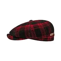 stetson casquette hatteras shadow plaid femme/homme - type gavroche laine avec visière, doublure automne-hiver - m (56-57 cm) rouge
