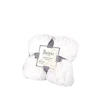 hihelo couverture super douce et chaude en fourrure moelleuse à poils longs pour canapé, lit, lit - couverture chaude - beige et blanc - 160 x 200 cm