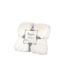 hihelo couverture super douce et chaude en fourrure moelleuse à poils longs pour canapé, lit, lit - jaune laiteux, housse de coussin 50 x 70 cm