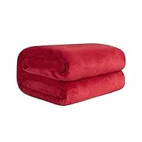 hihelo couverture douce et chaude en flanelle polaire corail couverture de lit couverture de canapé couverture de lit couverture d'hiver - rouge, 120 x 200 cm 47 x 78 pouces