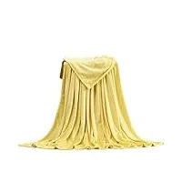 hihelo couverture douce et chaude en polaire corail couverture d'hiver drap de canapé jeté de canapé léger fin lavage mécanique couvertures en flanelle - jaune, 50 x 70 cm
