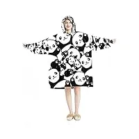couverture à capuche portable, joli motif panda chinois, sweat à capuche surdimensionné, multicolore, taille unique