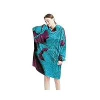 couverture à capuche surdimensionnée et confortable avec plumes et gouttes d'eau pour femme, multicolore, taille unique
