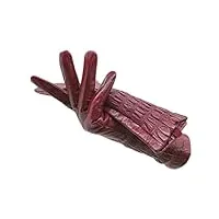 wrtgerht gants d'hiver for femmes gants de poignet mi-longs couverture de bras en cuir conduite Équitation extérieur vin rouge chaud gants (color : a, size : 8.5)
