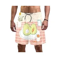 nigelmu shorts pour hommes maillots de bain pour hommes,maillots de bain à séchage rapide,nappe rose avocat fleur de lait jus de citron,short pour homme avec doublure en filet