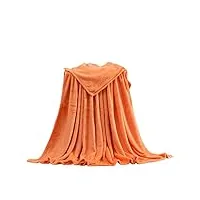 cotclo couverture douce et chaude en polaire corail couverture d'hiver couvre-lit canapé couvertures en flanelle légère et fine, orange, 50 x 70 cm