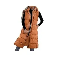 pmdklspq veste femme doudoune longue manteau d'hiver gilet À capuche sans manches chaud doudoune avec poches veste matelassée veste couette couette veste couette veste matelassée veste de mezz,