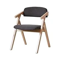 chaises de cuisine  chaise pliante cadre en bois dossier de loisirs chaises de salle À manger couverture en lin amovible chaise de table Économisez de l'espace 53x56.5x74.5cm,black