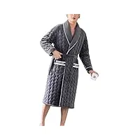 rafyzy hommes 3-couche Épaissir couette chemise de nuit, châle col kimono peignoir pour l'hiver avec poches,f1985,xxl