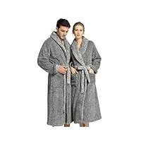 m. et mme robes manches longues extra Épaisses col châle assorti couple peignoirs,grey (men),m