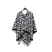 xenite femmes automne ponchos et capes châle poncho d'hiver plaid chaud femme cape motifs géométriques Écharpe (couleur: noir, taille: 145 * 130) (noir 145 * 130)