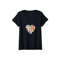 couette en forme de cœur avec inscription « i love » pour matelassage t-shirt avec col en v