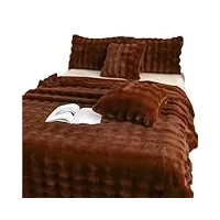 llavid couverture imitation de luxe lapin de lapin couleur couleurs enleceau couvertures lit de lit corallien-café noir-160 * 200cm