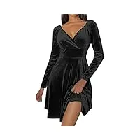 robe de soirée élégante pour femme - dos nu - longueur moyenne - gant de toilette - robe de bal de fin d'année - grandes tailles - Élégante, noir , m