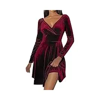 robe rouge à manches longues pour femme - robe mi-longue pour femme - gant de toilette - robe de bal de fin d'année - longue robe de soirée, rouge, m