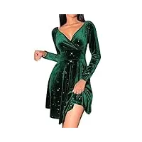 robe rouge à manches longues pour femme - robe mi-longue pour femme - gant de toilette - robe de bal de fin d'année - longue robe de soirée, vert, m