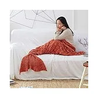 cosplayhero couverture en tricot queue de poisson sirène cadeau pour filles, orange, 180 x 90 cm adultes