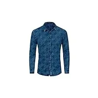 ijnhytg manches longues washed plaid denim shirt men casual long sleeve cotton dress shirt men button down shirt (size : s)