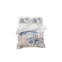 epikasa housse de couette double fleurs aquarelles - pour le lit - sac, avec taie d'oreiller - soft - pour la chambre à coucher, chambre d'enfant - nature - beige, bleu, blanc en 70% coton, 30% polyester, 200x250 cm am8681847246220
